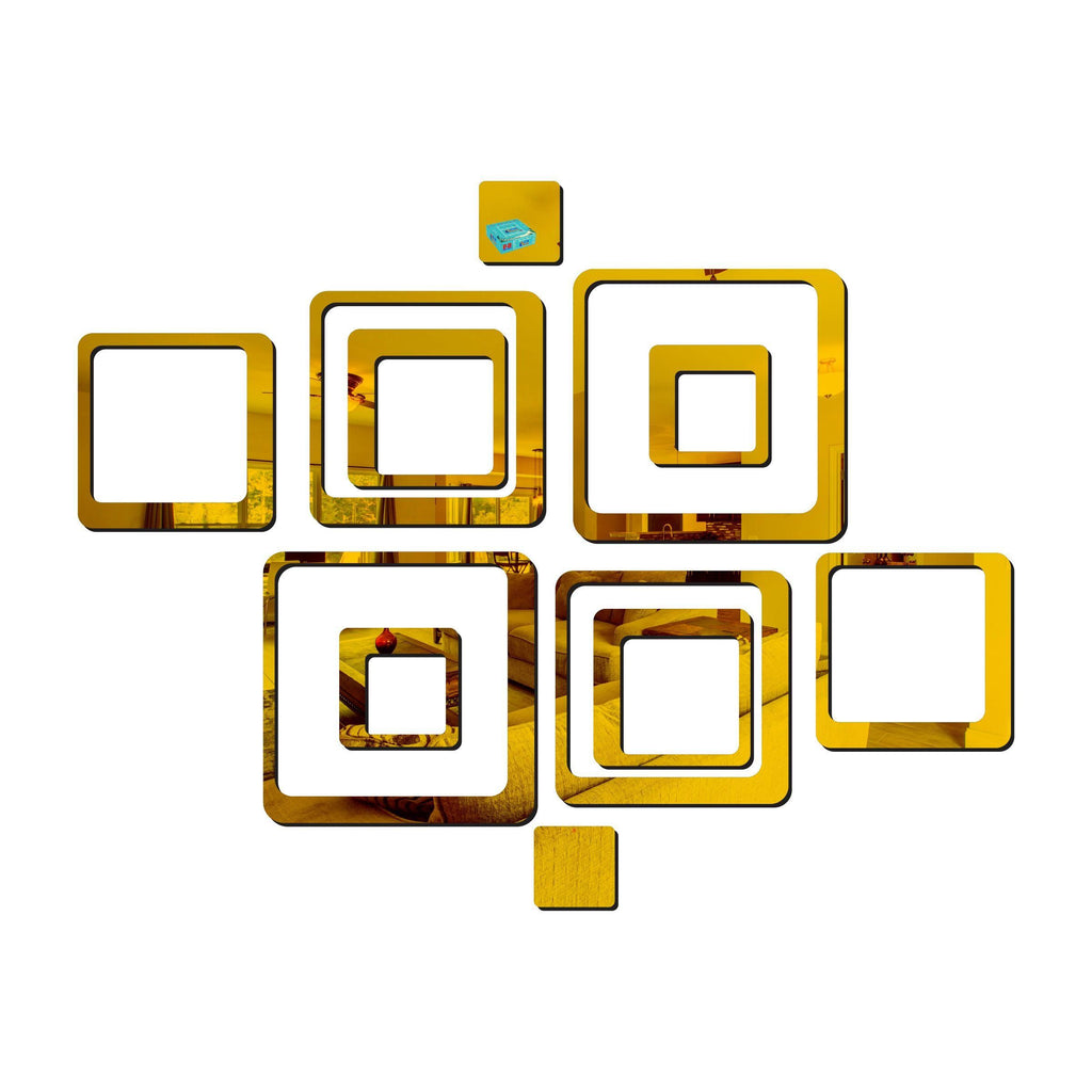 Luxury 3D Acrylic Mirror Wall Art – Golden Finish